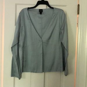 Eileen Fisher steel blue silk jacket. Sz L